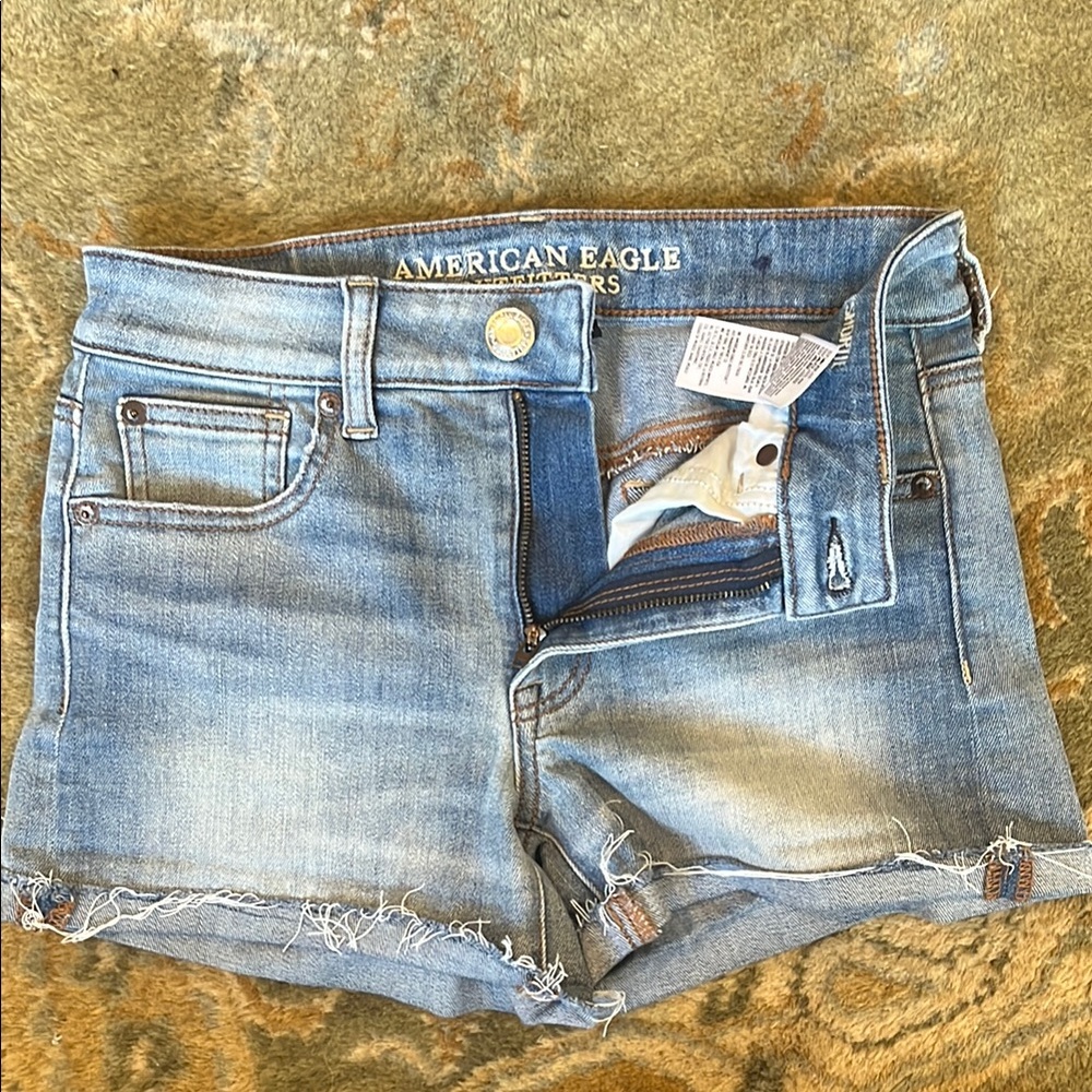 American Eagle Outfitters Blue Distressed Jean Shorts